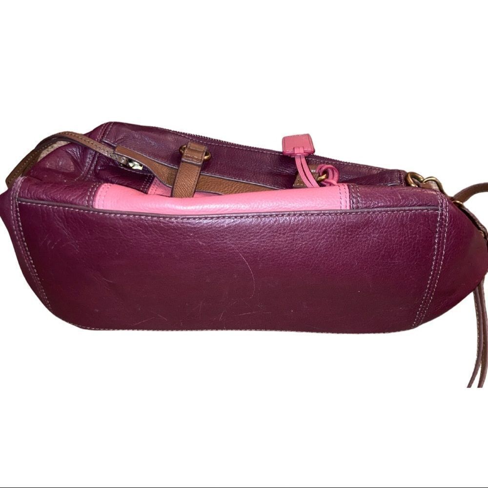 Fossil Burgundy Leather Satchel with Detachable Crossbody Strap - Picture 8 of 10